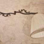Vintage Schaarlamp, Wandlamp Brons Met Beige Kap thumbnail 6