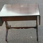 Mid-Century Feder Style Mahogany Drop Leaf Trestle Table thumbnail 10