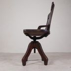 Eiken Bureaustoel, Atelierstoel, In Hoogte Verstelbaar, Jaren 30 thumbnail 11