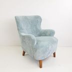 Vintage Artifort Fauteuil Blauw | Lichtblauwe Rib Theo Ruth thumbnail 2