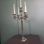Vintage Vernikkelde Kandelaar Met 5 Armen thumbnail 5