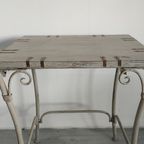 Brocante Hout/Metalen Plantentafel Bijzettafel thumbnail 2