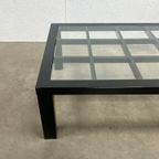 Vintage Zwarte Hoogglans Salontafel Met Glazen Blad, Japanse Stijl, 1980’s thumbnail 6