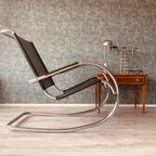 Vintage Italian Steel And Leather Rocking Chair Attributed To Fasem, 1970S thumbnail 19