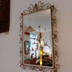 Vintage Rechthoekig Deknudt Spiegel Wandspiegel Messing thumbnail 13