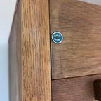 Vintage Teak Tambour Office Cabinet | Roldeurkast Hout Lades thumbnail 7