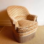 Vintage Fluweel Fauteuil Met Franjes Boudoir thumbnail 3