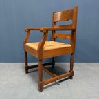 Set Van Twee Hollandse Eikenhouten Armstoelen Met Biezen Zitting thumbnail 5