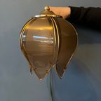 Vintage Hollywood Regency Gouden Bloem Wandlamp thumbnail 6