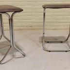 Set Van 2 Vintage Chrome En Vinyl Kruks Krukjes thumbnail 15