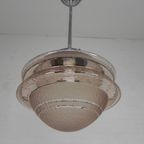 Art Deco Hanglamp Met Ufo-Vormige Glazen Bol, Jaren 30 thumbnail 9