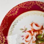 Vintage Xl Limoges Bonbonnière Bloemen Robijnrood Bladgoud 1970’s thumbnail 6