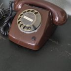 Vintage Telefoon Met Draaischijf T65 Deluxe Bruin Mocca thumbnail 4