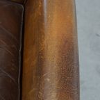 Subtiele, Stoere, Donkere En Strak Afgewerkte Schapenleren Fauteuil/armchair Met Veel Karakter thumbnail 9