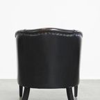 Stijlvolle, Unieke En Subtiele Zwart/ Grijze Clubfauteuil Gemaakt Van Schapenleer thumbnail 4