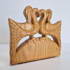 Vintage Boekensteun Hout Vogels Denmark Handmade ‘60 thumbnail 4