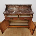 Vintage Frans Dressoir Commode, Ladekast Badkamermeubel Met Marmer Blad 510 thumbnail 7