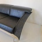 Postmoderne Bank Rotan Chroom En Leer Jaren 80 Van Dover. thumbnail 3