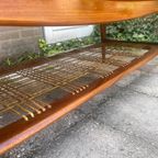 Vintage Teakhouten Salontafel Met Vlechtwerk thumbnail 13