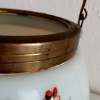 Oud Antiek Wit Opaline Glas Met Koper Koek Doos Engels Staffordshire Look thumbnail 8