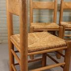 Set Van 4 Vintage Charles Dudouyt Stijl Eetkamerstoelen thumbnail 5