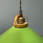 Groen Emaille Hanglamp Met Messing Armatuur thumbnail 3