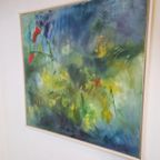 Abstract Olieverf Schilderij Mique De Boer 1993 Kleurrijk thumbnail 3