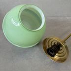 Art Deco Hanglamp Groene Opaline En Messing Armatuur thumbnail 11