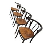 Vintage Bentwood Stoel Met Bloem Patroon Zitting (Thonet?) thumbnail 4