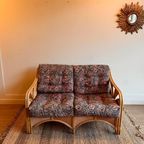 Rotan Bamboe Palm Leaf Bank 2 Fauteuils Vintage thumbnail 8