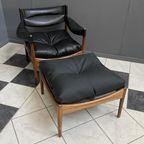 Kristian Vedel Rosewood & Leather ‘Modus’ Lounge Chair For Søren Willadsen Incl Ottoman thumbnail 2