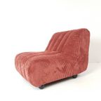 Donker Roze Fauteuil Ribstof Nieuw Gestoffeerd thumbnail 3