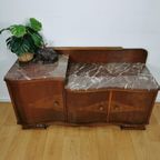 Vintage Mid Century Art Deco Tv Meubel, Dressoir Marmer Blad thumbnail 3