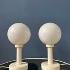 Set (2) Witte Space Age Opaline Glazen Tafellampen thumbnail 6