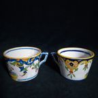 Paar Antieke Quimper Faience Kopjes En Schotels - Handgeschilderd Met Bretoens Décor thumbnail 9