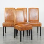 Set Van 4 Luxe En In Goede Staat Verkerende Schapenleren Eetkamerstoelen thumbnail 10