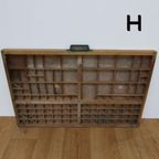 Brocante, Bruine Antieke Houten Letterbak, Wanddecoratie H thumbnail 3