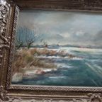 Olieverfschilderij Op Doek Winters Landschap thumbnail 4