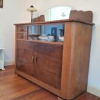 Vintage Dressoir In Art Deco Style, Buffet Kast Met Vitrine thumbnail 12