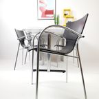 Setprijs! Vintage Witte Eettafel Zwarte Stoelen Chroom thumbnail 6