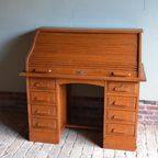 Prachtig Antiek Eiken Art Deco Rolluikbureau, Secretaire, Inclusief Bezorgen. thumbnail 3