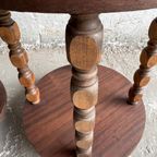 Set Van 2 Houten Brutalist Bijzet Tafels In Hout. thumbnail 8