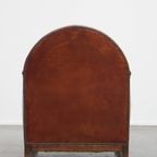 Prachtige, Karaktervolle En Unieke Luxe Schapenleren Art Deco Design Fauteuil/ Armchair thumbnail 2
