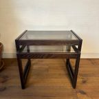 Vintage Nest Tafeltjes Scandinavisch Gerookt Glas Hout thumbnail 7