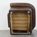 Grote, Correct Afgewerkte Vintage Donkere Gladde Rundleren Engelse Stijl Chesterfield Fauteuil thumbnail 11