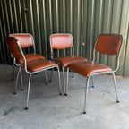 Set/4 Italian Mid-century Tavo Stoelen In Cognac Skai Leder thumbnail 3