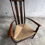 Vintage Arts And Crafts Chair With Rush Seat thumbnail 12