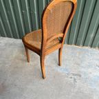 Set/6 Art Deco Webbing Stoelen Met Hout Snijwerk thumbnail 10