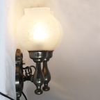 Vintage Dubbele Tinnen Wandlamp, Tweede Helft 20E Eeuw. thumbnail 5