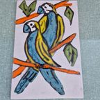 Vintage Wandtegel.- 2 Papegaaien ( 2 ) thumbnail 3